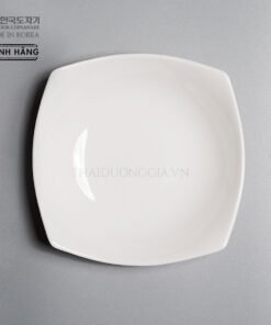 Đĩa vuông sâu lòng trắng sứ cao cấp Hàn Quốc Hankook 21,3cm MIB-0004