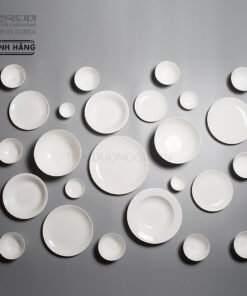 Set mâm 10 người 25 chi tiết bát đĩa sứ trắng cao cấp Hàn Quốc Hankook