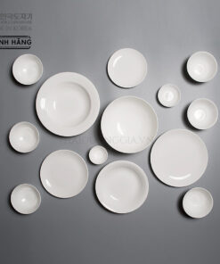 Set mâm 6 người 14 chi tiết bát đĩa sứ trắng cao cấp Hàn Quốc Hankook