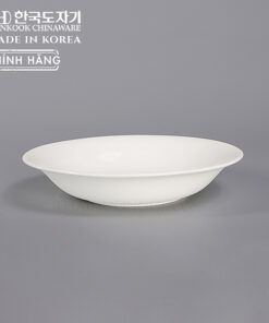 Đĩa trắng tròn sâu lòng vành cao 20cm sứ cao cấp Hàn Quốc Hankook HWB-0012