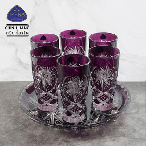 Bộ 6 cốc pha lê không chì màu tím 300ml Ba Lan Irena - Pinwheel