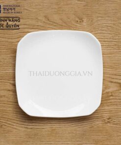 Đĩa vuông phẳng Octagon 24cm sứ xương trắng Hàn Quốc Haengnam OT-4102