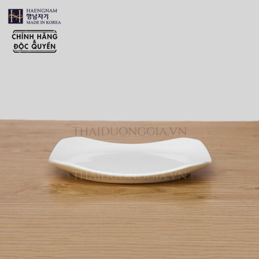 Đĩa vuông phẳng Octagon 19cm sứ xương trắng Hàn Quốc Haengnam OT-4103