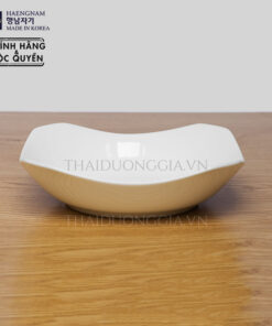 Đĩa vuông Octagon sâu lòng 19,5cm sứ xương trắng Hàn Quốc Haengnam OT-4108