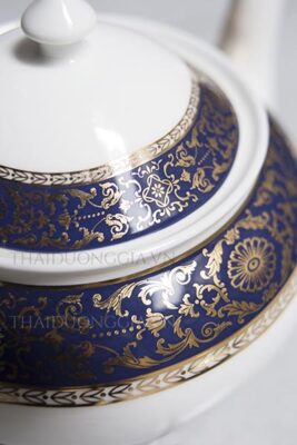 Bộ tách trà Windsor cỡ to hoa văn vàng 24k sứ xương Hàn Quốc Haengnam 6952